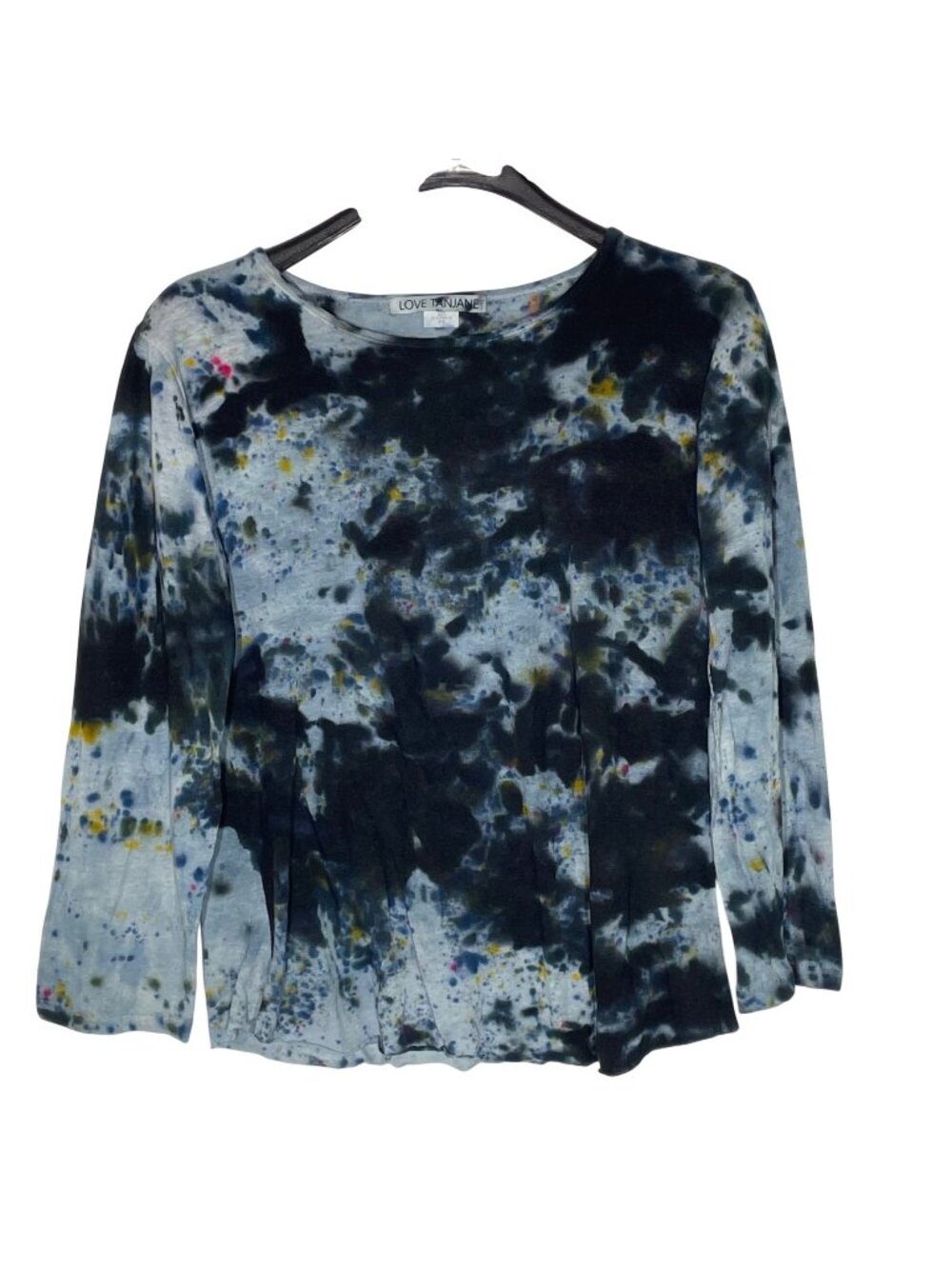Love Tanjane Tie Dye Paint Splatter Organic Cotton Hemp Top Sz XS Hippie Vibes